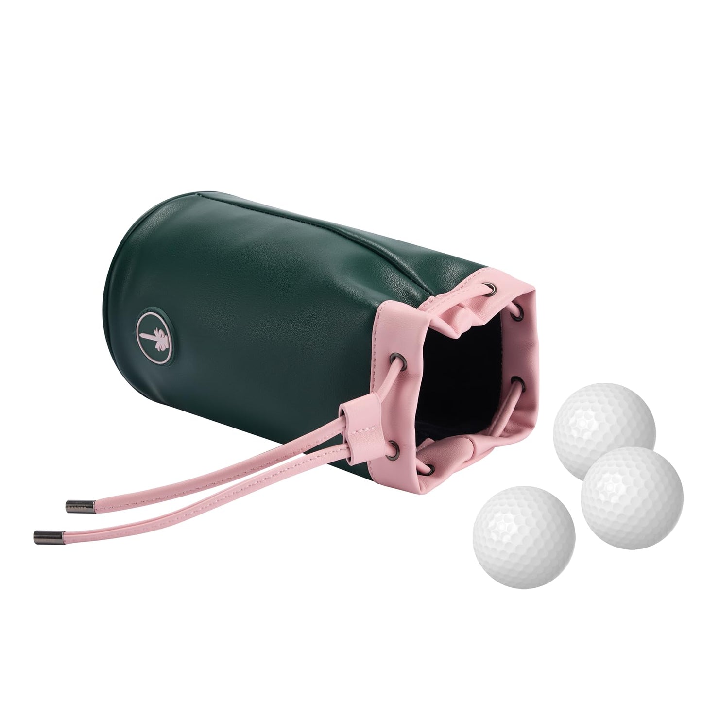 CROWNBLANKS PINKTEE Golf Valuables Pouch Leather Golf Tee/Ball Bag with Drawstrings Bucket Waist Design, Golf Accessories Organizer for Women Men(CASINO QUEEN)