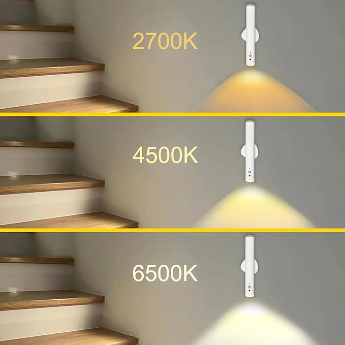 Motion Sensor Night Lights, Magnet Body Sensor Hallway LED Wall Lights, Rechargeable Portable Stairway, Battery Powered Cabinet Lights, Bedside Night Light (1pcs-White)