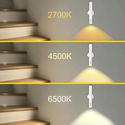 Motion Sensor Night Lights, Magnet Body Sensor Hallway LED Wall Lights, Rechargeable Portable Stairway, Battery Powered Cabinet Lights, Bedside Night Light (1pcs-White)