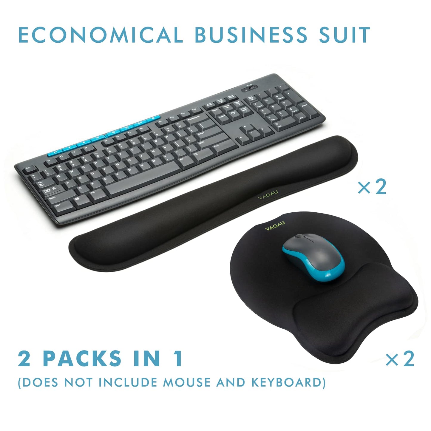 VAGAU Premium Keyboard Wrist Rest and Mouse Pad Wrist Support, Ergonomic Memory Foam Set for Office, Laptop, Mac, Computer and Gaming, Comfortable Typing &Wrist Pain Relief (2 Pack)