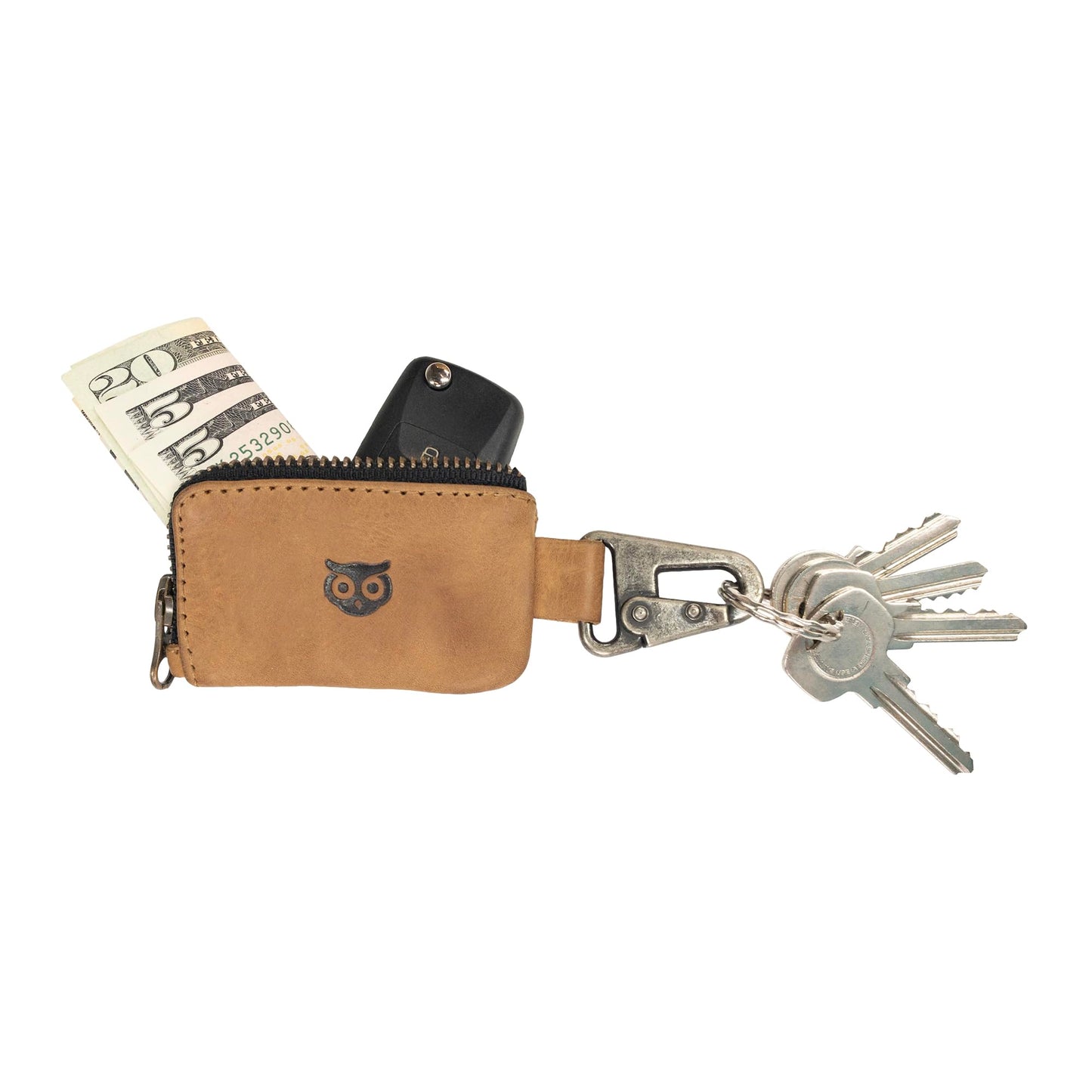 Hide & Drink, Rustic Leather Car Key Holder, Headphone & Charging Cables, Memory Cards, Handmade :: Single Malt Mahogany
