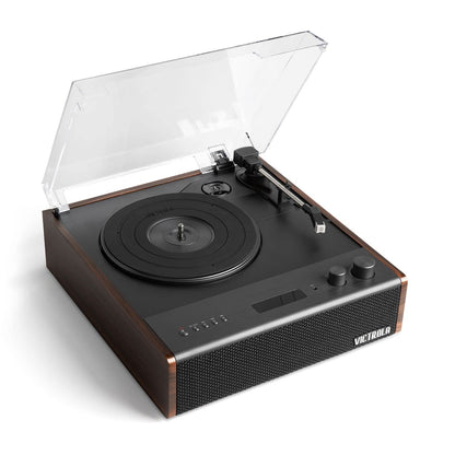Victrola Eastwood Signature – Bluetooth Record Player – 3-Speed Turntable, Built-in Speakers, Premium MM Cartridge, Vinyl Stream for Wireless Streaming, Removable Dust Cover, (Espresso)