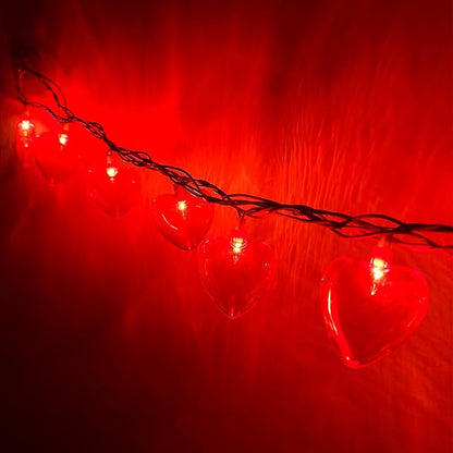 Red Heart String Lights,8.5Ft Valentines Day String Light with 10 Pack Red 3D Heart Lights,Heart Valentines Lights for Propose Wedding Anniversary Valentines Mother's Day Decor