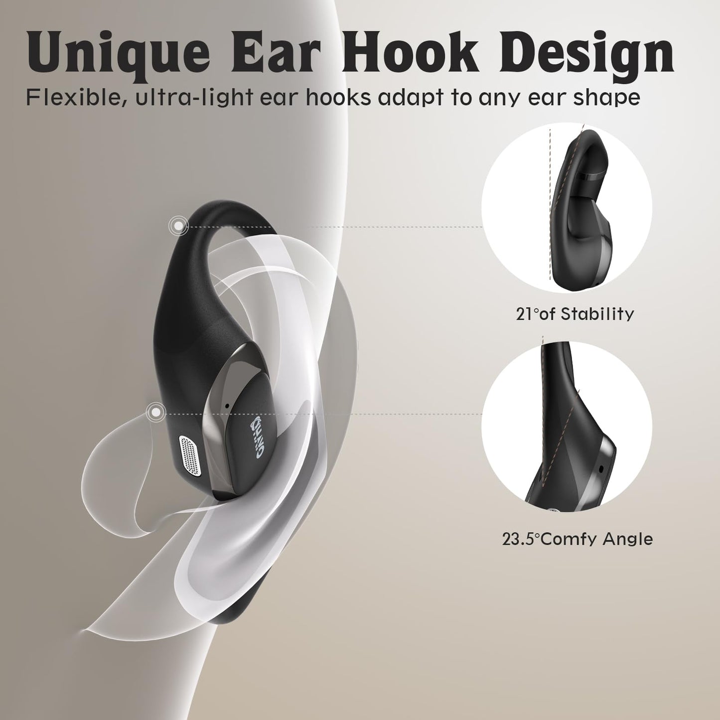 Open Ear Headphones,Over Ear Earbuds with Ergonomic Earhook,Bluetooth Headphones 5.4 with Smart Digital Display,40H Playtime,IPX6 Waterproof,Touch Control Operate Fit Cycling,Running,Workout(Black)