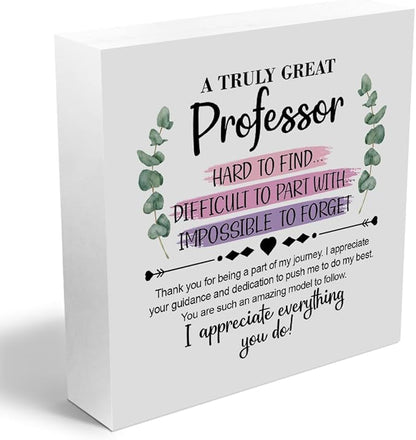Professor Gifts Wooden Box Sign Wall Decor Wooden Plaque Sign Teacher Appreciation Gifts for College Teacher Bedroom Living Room Home Decor Desk Shelf Table Decor Leaving Going Away Retirement Gifts