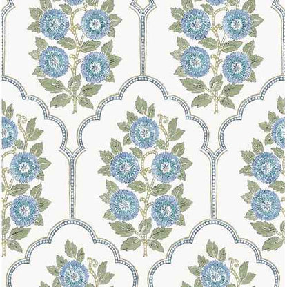 NuWallpaper x Society Social Floral Bazaar Green and Blue Peel and Stick Wallpaper, SSS6316