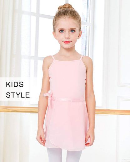 Stelle Ballet Skirts for Girls Toddler Dance Skirt Chiffon Kids Ballet Wrap Skirts (Pink (Adjustable Tie), 7-9 Years)