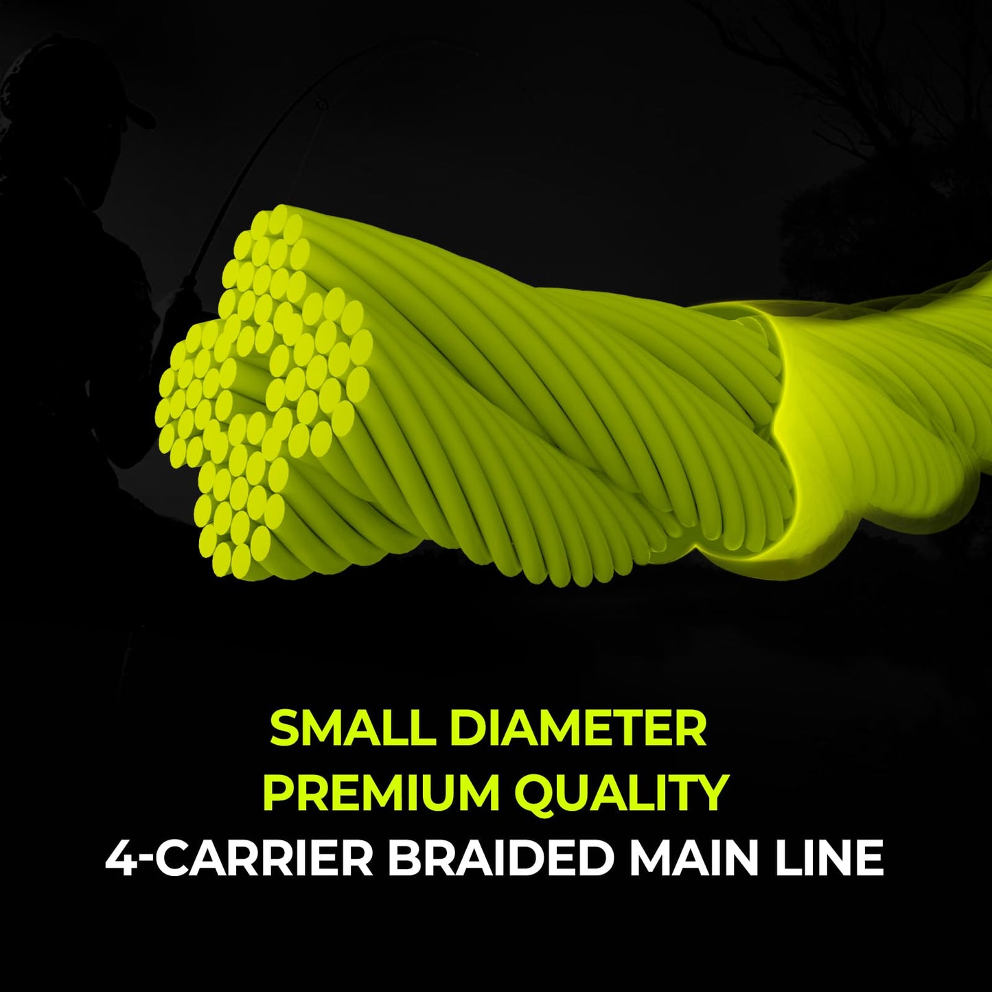KastKing Destron Complete Braided Fishing Line and Leader, Thin Diameter Superline, Highly Abrasion Resistant, Perfectly Matched Braided Line & Leader, Chartreuse, 65LB, 150Yds
