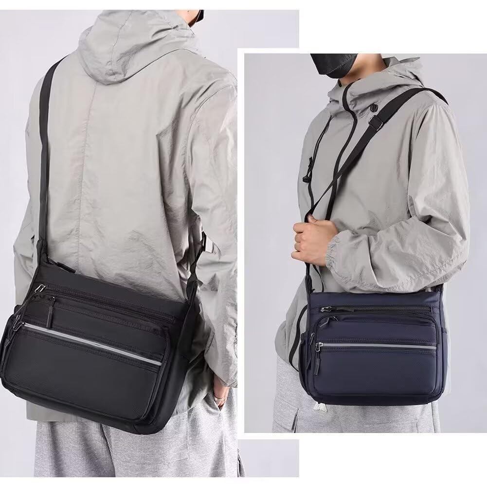 MINTEGRA Crossbody Bag for Men Multi-pocket Messenger Bag Nylon Waterproof Shoulder Bag Daily Travel Bag Lightweight Satchel
