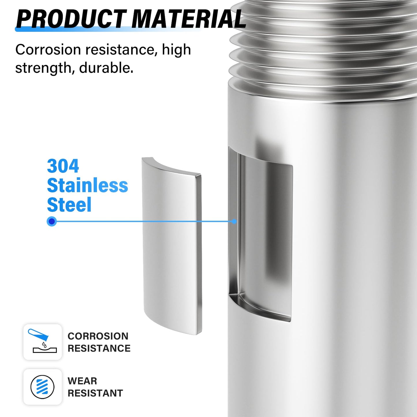 TAILONZ PNEUMATIC 1" NPT Male x 1" NPT Male 304 Stainless Steel Pipe Nipple, 10" Length Thickened Cast Pipe Fitting, Threaded Connector（Pack of 3）