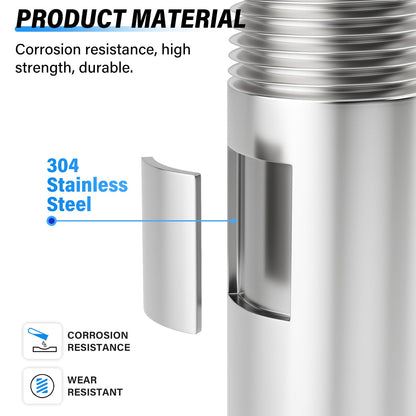TAILONZ PNEUMATIC 1" NPT Male x 1" NPT Male 304 Stainless Steel Pipe Nipple, 10" Length Thickened Cast Pipe Fitting, Threaded Connector（Pack of 3）