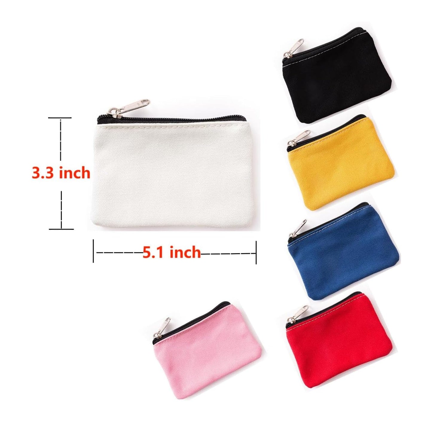 WDCFXY Canvas Coin Purse Set, 3.1 x 5.1 inches, 6 Pack, Assorted Colors