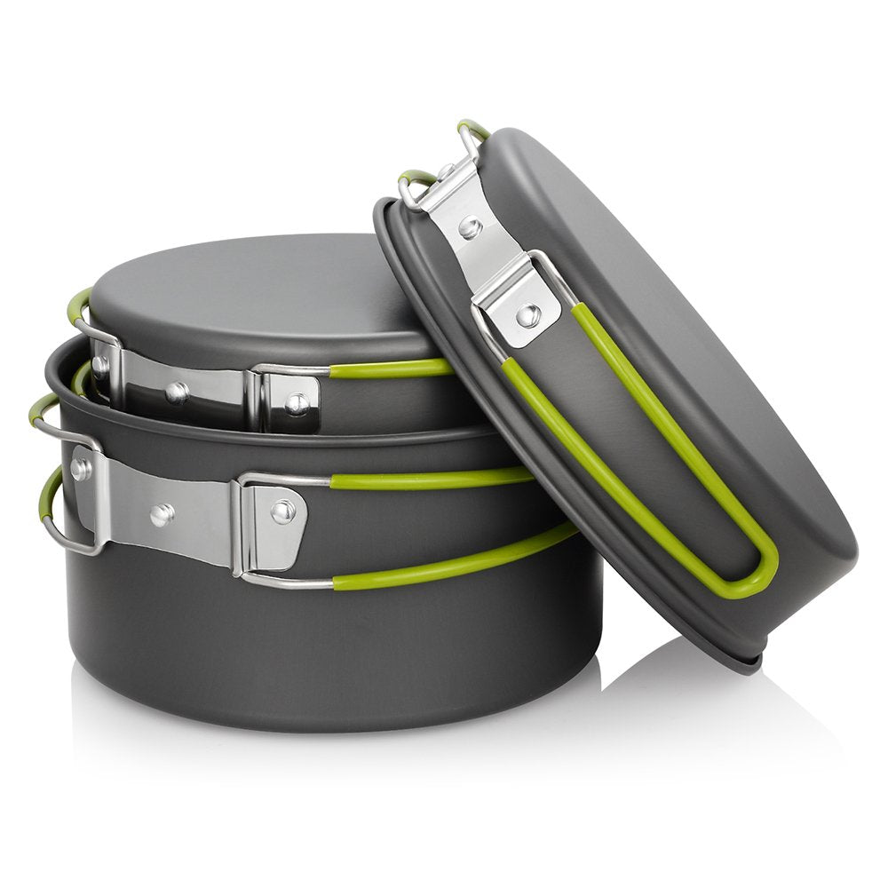 Gutsdoor Camping Cookware Set Camping Gear Campfire Utensils Non-Stick Cooking Equipment Lightweight Stackable Pot Pan Bowls with Storage Bag for Outdoor Hiking (11 Piece/Set)