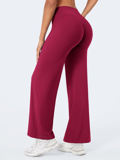 YEOREO Workout Leggings Womens No Front Seam Straight Leggings 29" High Waist Buttery Eddiy Gym Yoga Pants Ruby Red M