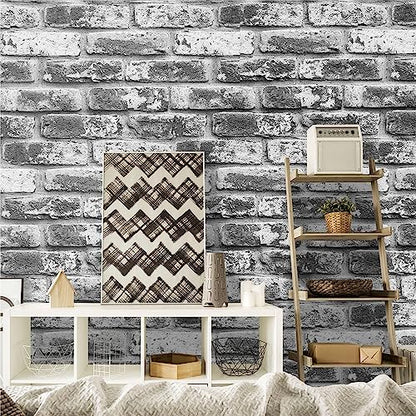 Faux Brick Wallpaper Peel and Stick Grey Brick Wallpaper 17.7inch x 393.7inch Grey Brick Contact Wallpaper Bathroom Peel and Stick Removable Wall Paper Brick Contact Paper Vinyl Wall Decor