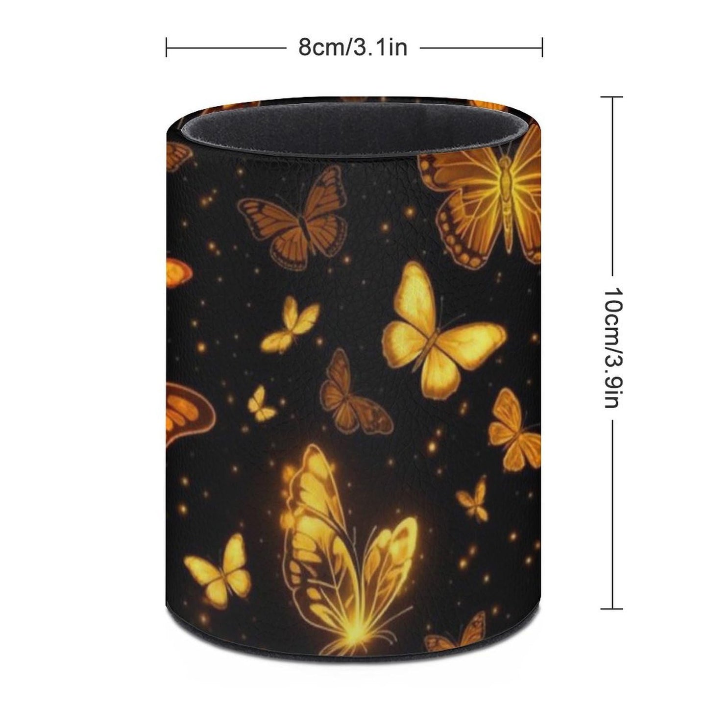 UTRSIFB Pen Holder Leather Pencil, Holder Cup Makeup Brush Storage Organizer, Waterproof Multifunctional Office Supplies Butterflies Art