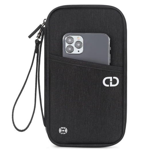 Travel Passport Holder - Family Passport Wallet Holder, Lightweight Portable Travel Document Organizer Passport Card Cover with Zipper Pocket (Black)