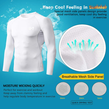 MEETYOO Men's Compression Shirt, White, XX-Large