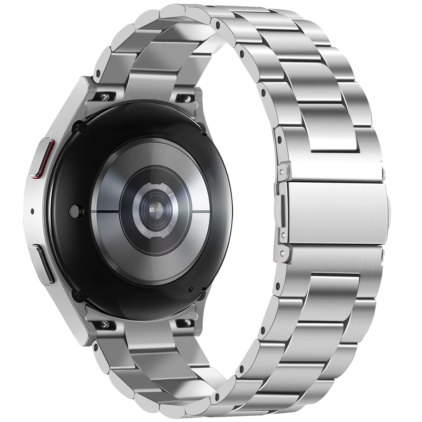 Anlinser No Gap Bands Compatible with Samsung Galaxy Watch 7/6/5/4/FE Band 44mm 40mm/Watch 6 Classic Band 47mm 43mm/Watch 5 Pro 45mm/Watch 4 Classic, 20mm Metal Strap for Women Men, Silver
