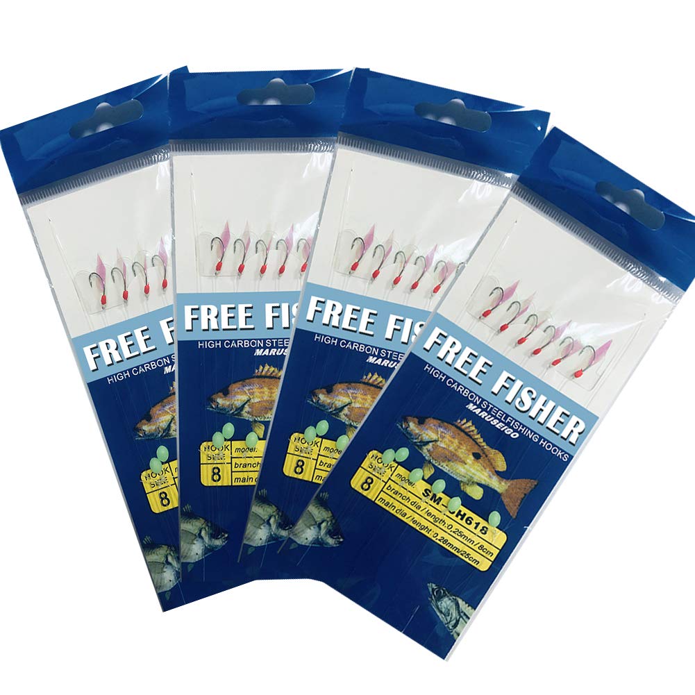 Free Fisher 22 Packs Bait Rigs Set, Fishing Bait Rigs,Fishing Rigs with Sharp Hooks,Soft Shrimp Lure Surf Fishing Rigs Fish Skin Feather Hooks for Freshwater