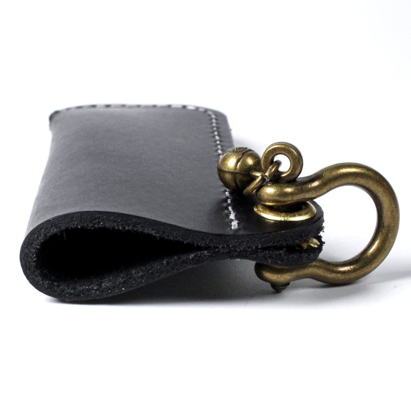 HUMWE Leather Lighter Case Holder for BIC Standard Size Lighters Sleeve Cover Genuine Leather Case Pouch with Metal Horseshoe Shackles for Keychain Pendant (Black, Standard)