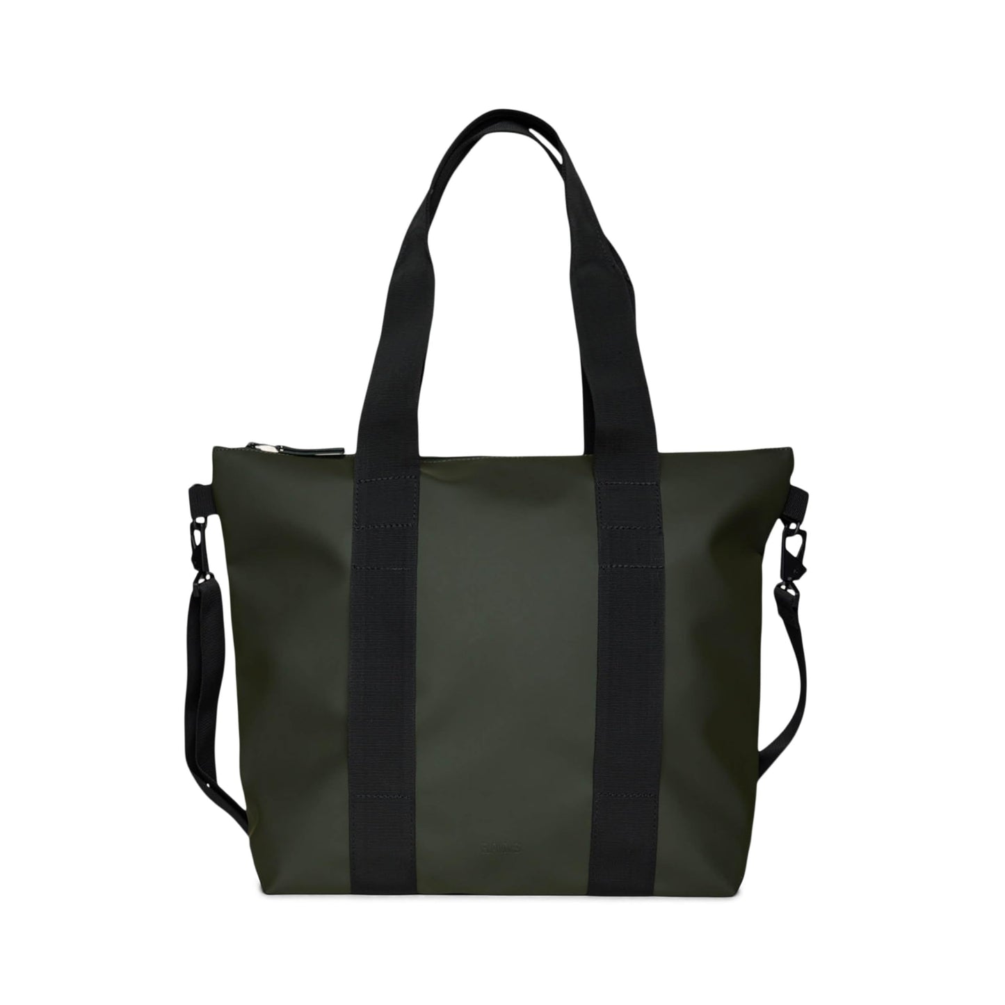 RAINS Tote Bag Mini - Green Waterproof Shoulder Bag for Men and Women - Everyday Tote for Work, Travel, Shopping with Coated Zip and Carry Handles - 2 Year Warranty