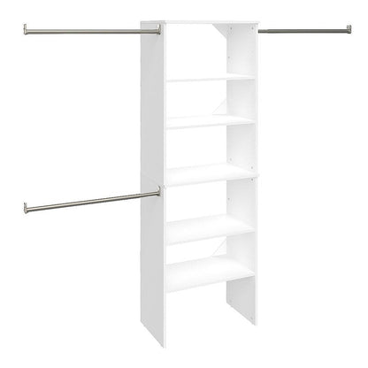 ClosetMaid SuiteSymphony Wood Closet Organizer System, 25-Inch Starter Kit with Tower and 3 Hang Rods and Shelving, Adjustable Shelves, Customizable Insert, Reach-in or Walk-in Closets, Pure White