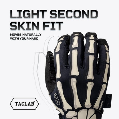 TACLAB Reaper Skeleton Gloves - Thin and Lightweight for Summer, Airsoft, Paintball, Cycling, Motorcycle, Multipurpose (Dark, L)