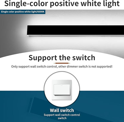 70.8inch Exterior Wall Light Fixture, 6000K Cold White, Modern Long Outdoor Wall Sconce, IP65 Waterproof, 60W, Black Minimalist Outside LED Strip Lights for Garage, Patio, Balcony, Fence