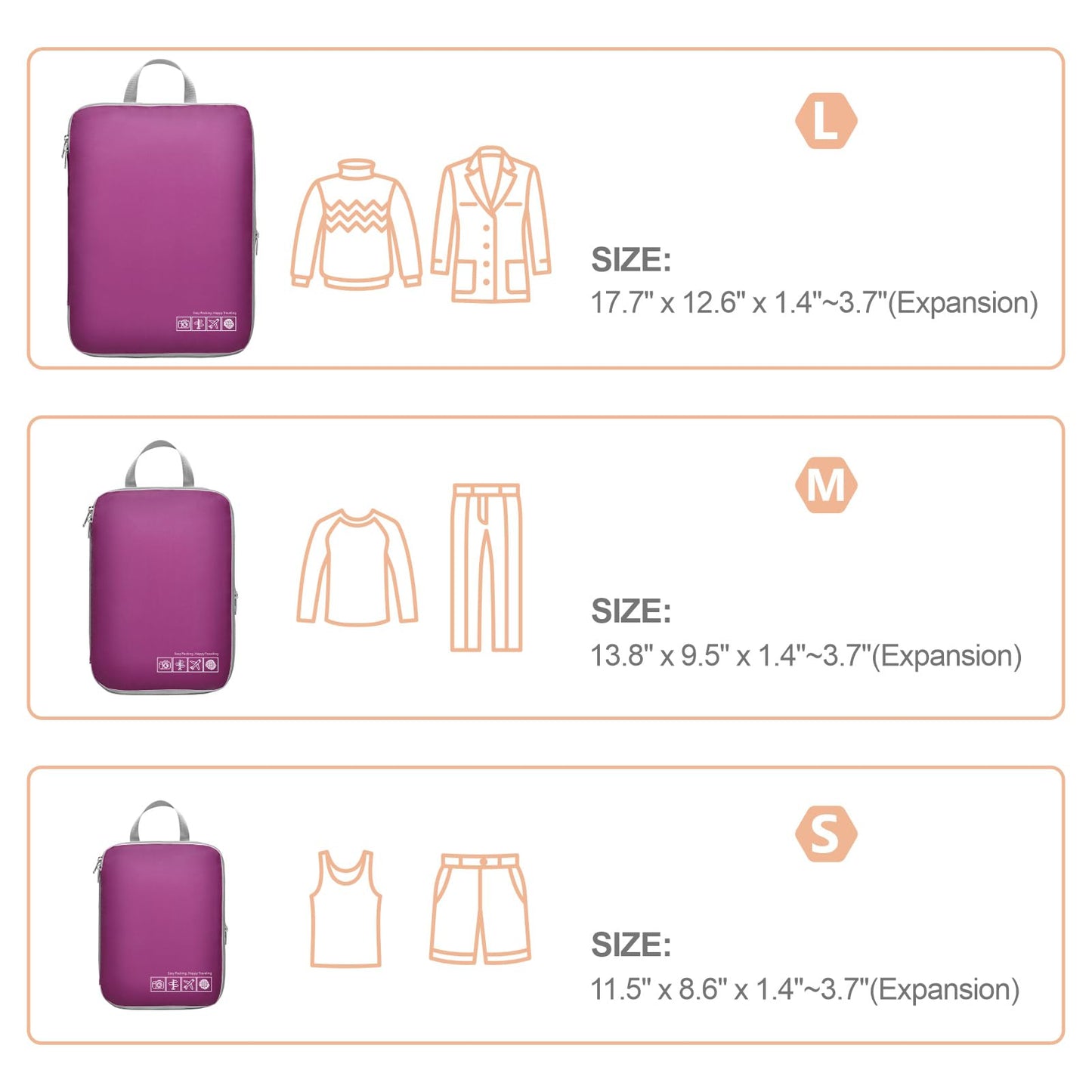 Cambond Compression Packing Cubes for Travel Women - 4 Pack Luggage Packing Organizers Vacation Travel Essentials Accessories Bags Compression Cubes for Carry on Suitcases, Purple