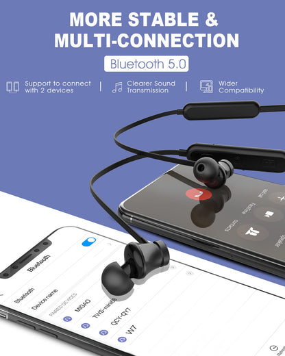 KLOKOL Bluetooth Headphones Neckband 20Hrs Playtime V5.0 Wireless Headset Sport Noise Cancelling Earbuds w/Mic for Gym Running Compatible with iPhone Samsung Android