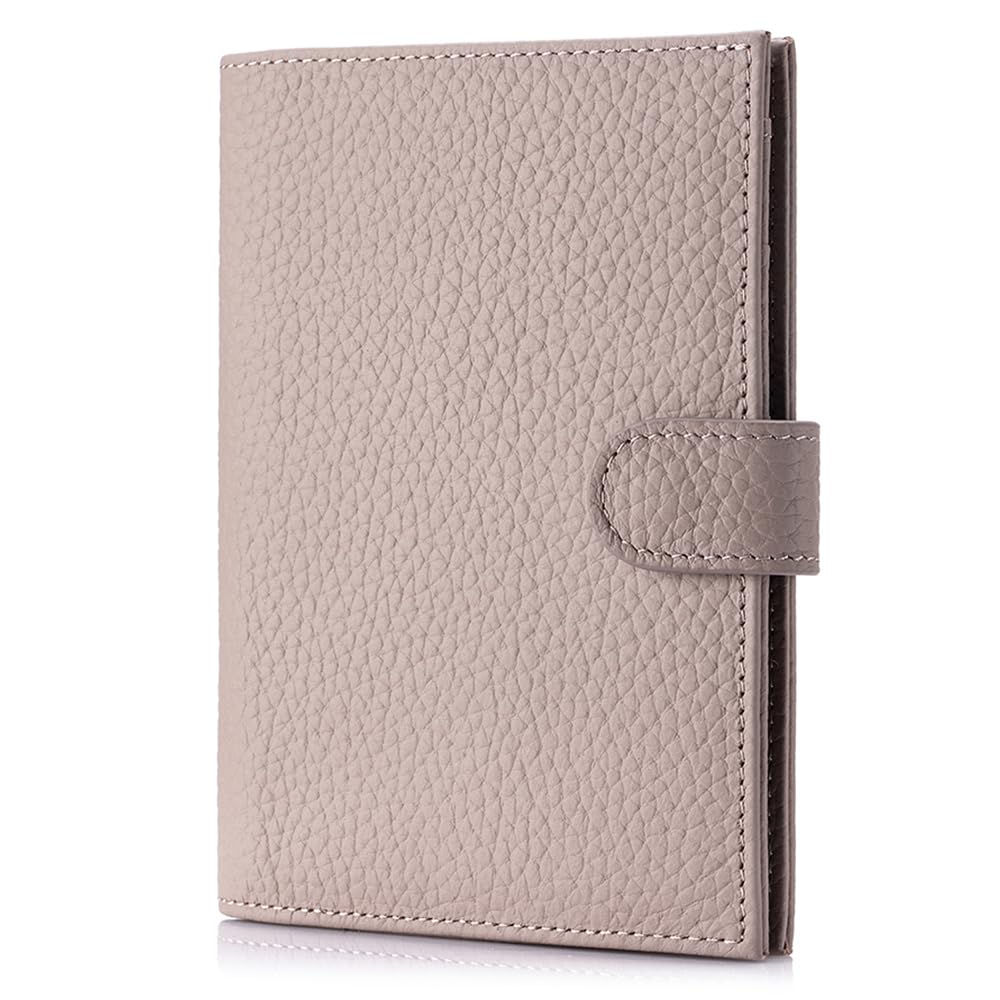 LnxLtw RFID Blocking Passport Holder for Travel Women – Leather Passport Holder for Men with Card Slots, Coin Wallet & SIM Slot – Slim Genuine Leather Travel Organizer – Mauve Pink