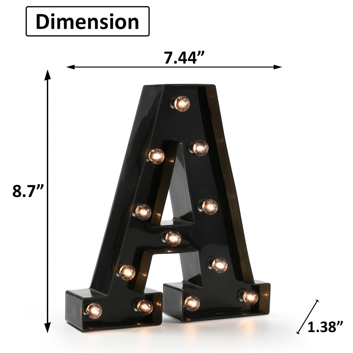 Light Up Black Alphabet Marquee Letters Sign LED Marquee Number Lights Sign for Night Light Home Bar Christmas Lamp Birthday Party Wedding Decoration A