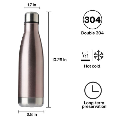 MEWAY 17oz Sport Water Bottle 4 Pack Vacuum Insulated Stainless Steel Leak-Proof Double Wall Cola Shape Water Bottle,Keep Drinks Hot & Cold(Rose Gold,4 Pack)