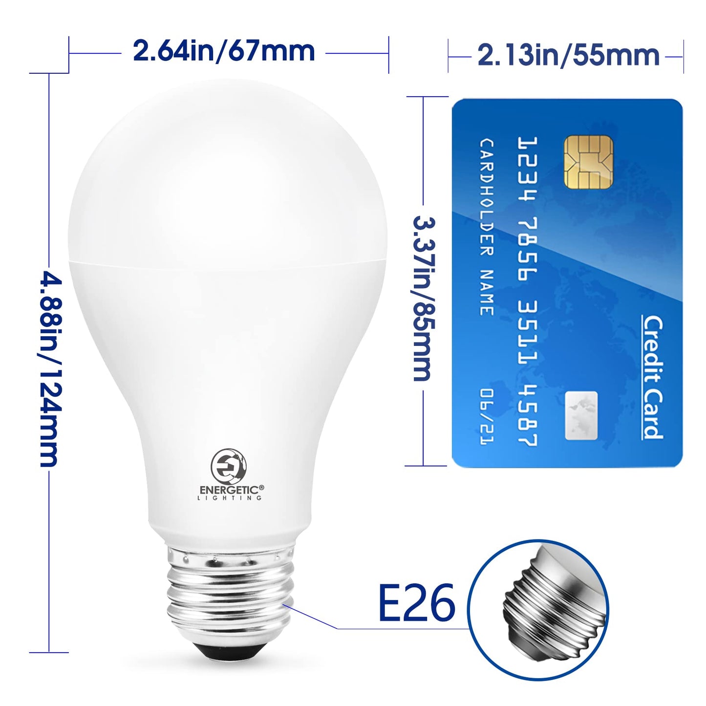 ENERGETIC SMARTER LIGHTING 150 Watt LED Bulb, 2600LM Super Bright Light Bulbs, Daylight 5000K, Dimmable A21 LED Bulb, E26 Standard Base, UL Listed, Damp Rated, 2 Pack