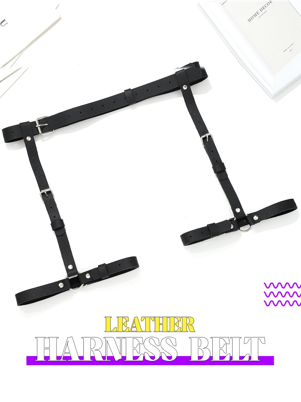Yonamix Punk Leg Harness Belts for Women Black