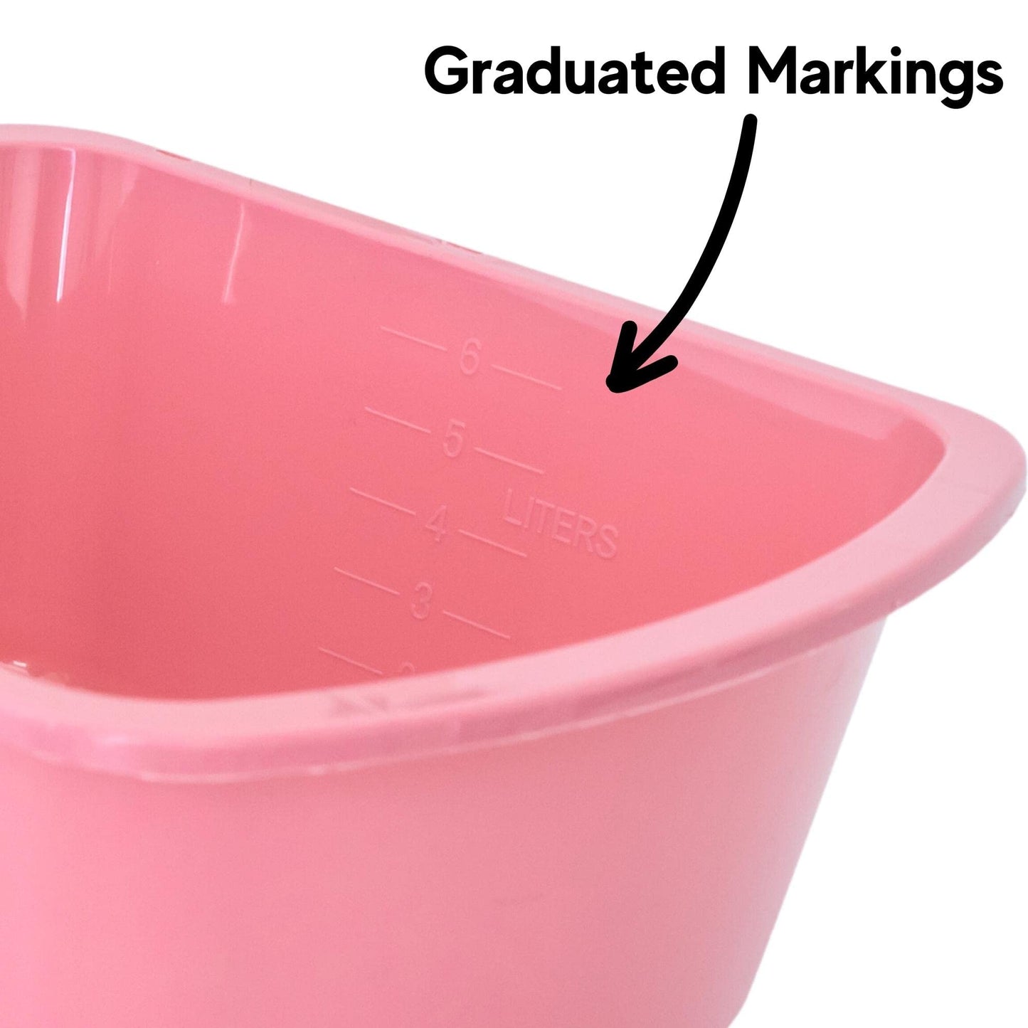 Wash Basins – Rectangular Plastic Hospital Bedside Soaking Tub - Small 7 Qt Graduated Bucket - Portable Washbasin for Washing, Cleaning, Foot Bath, Dishes, Face Cleansing Bowl -13.25 x 10 x 4.5 Inches