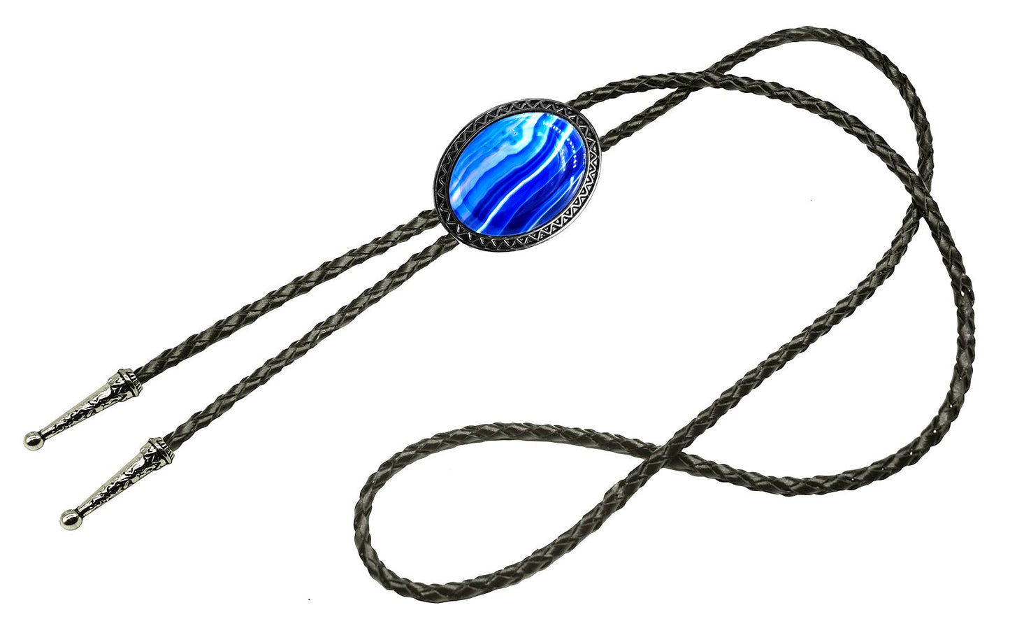 Moranse Bolo Tie with Natural Tiger Eye Stone Celtic Style Genuine and Cowhide Rope(Tiger Eyes 4 Style)
