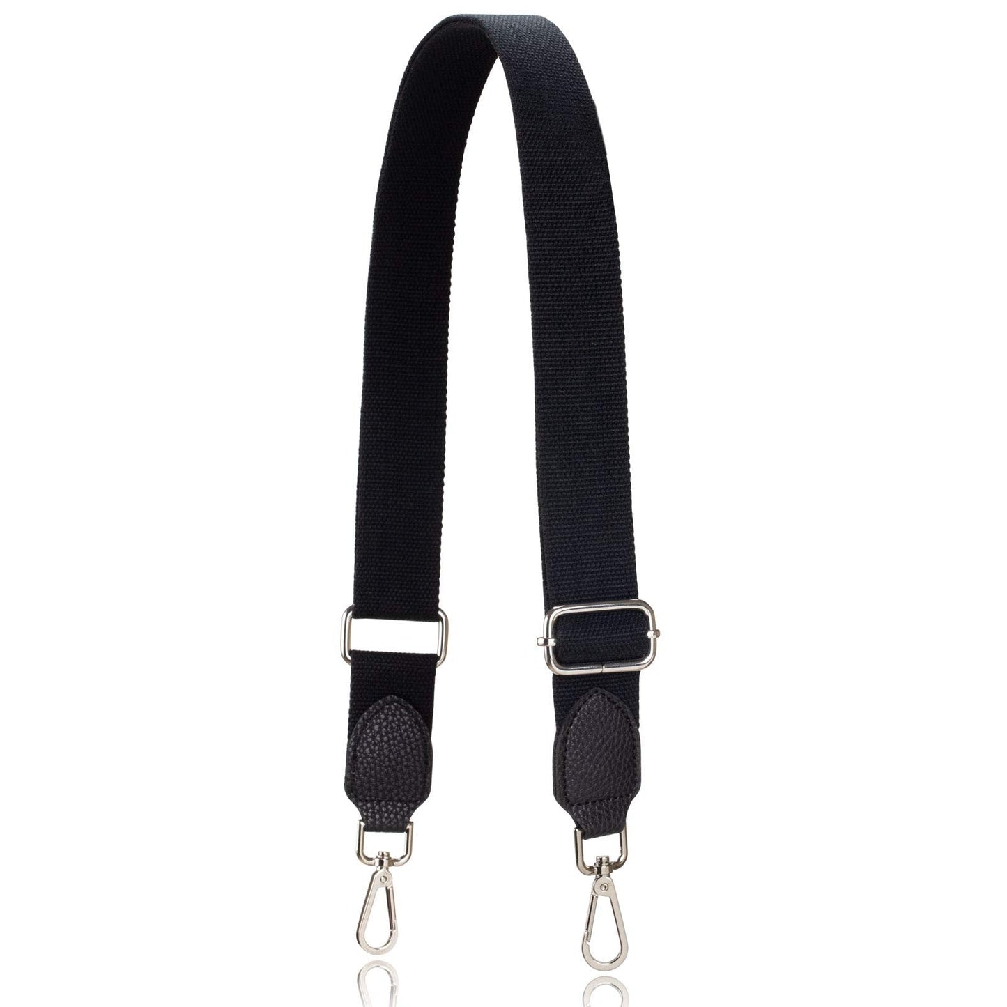 Allzedream Purse Straps Replacement Crossbody Bags Handbag Wide Canvas Leather Adjustable (Black, Silver hardware)