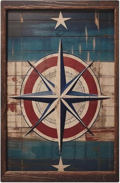 Decorative Art Light Switch Covers Nautical Rustic Star Emblem 1 Gang No Device Blank Switchplate Electrical Faceplate for Home Decor