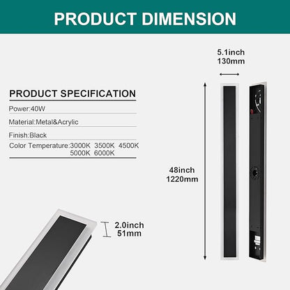 2 Pack Modern Outdoor Wall Lights for Patio,48 inch Long Outdoor LED Wall Lights,Dimmable LED Long Linear Exterior Lighting,Outside Linear Wall Light for Front Door,Garage,Enterway