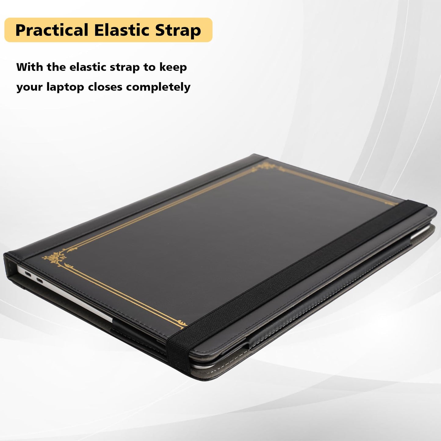 TYTX Compatible with MacBook Pro Case 13 Inch, PU Leather MacBook Case fits for Model M2, 2024, 2023, 2022-2016 A2338 M1 A2251 A2289 A2159 A1989 A1708 A1706, Laptop Cover with Pen Holder, Black