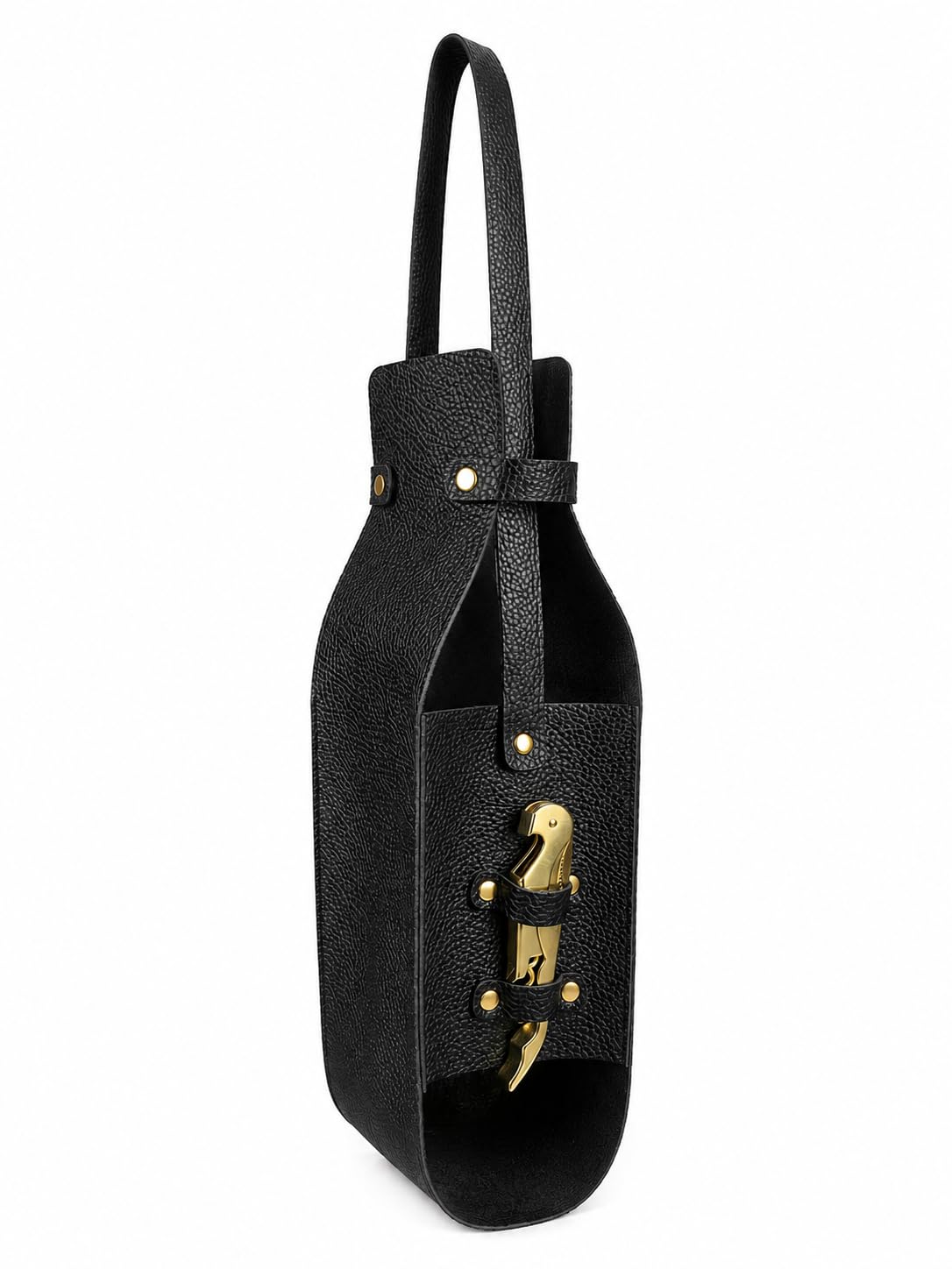 Wine Gift Bag with Wine Opener - Vegan PU Leather Single Bottle Luxury Wine Bag with Corkscrew - Elegant Wine Carrier for Travel, Picnic, Birthday, Housewarmings, Anniversaries Wedding Gifts