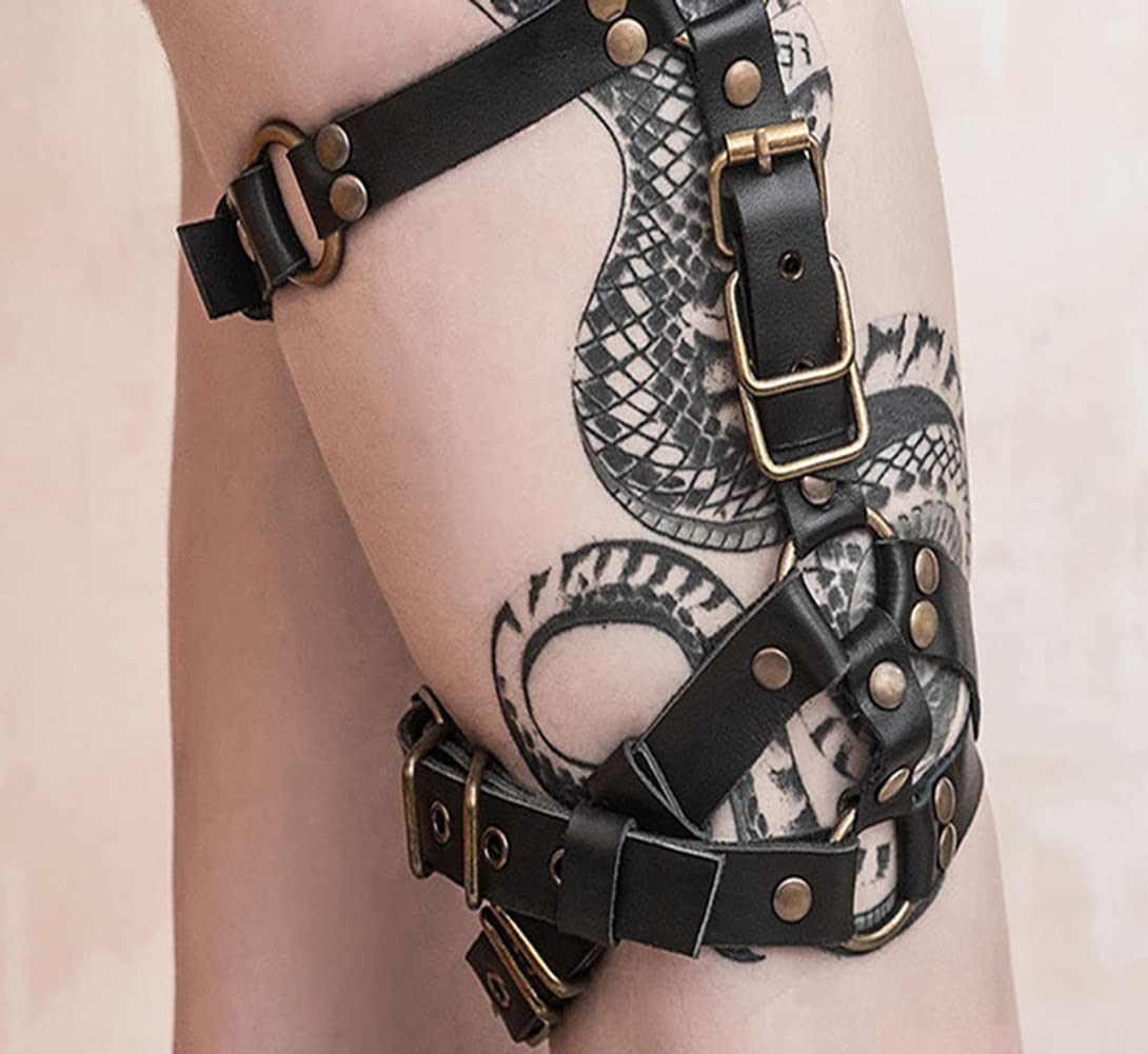 Leather Leg Harness Punk Black Garters Belts Rave Club Party Thigh Holster Leg Chain Body Jewelry for Women