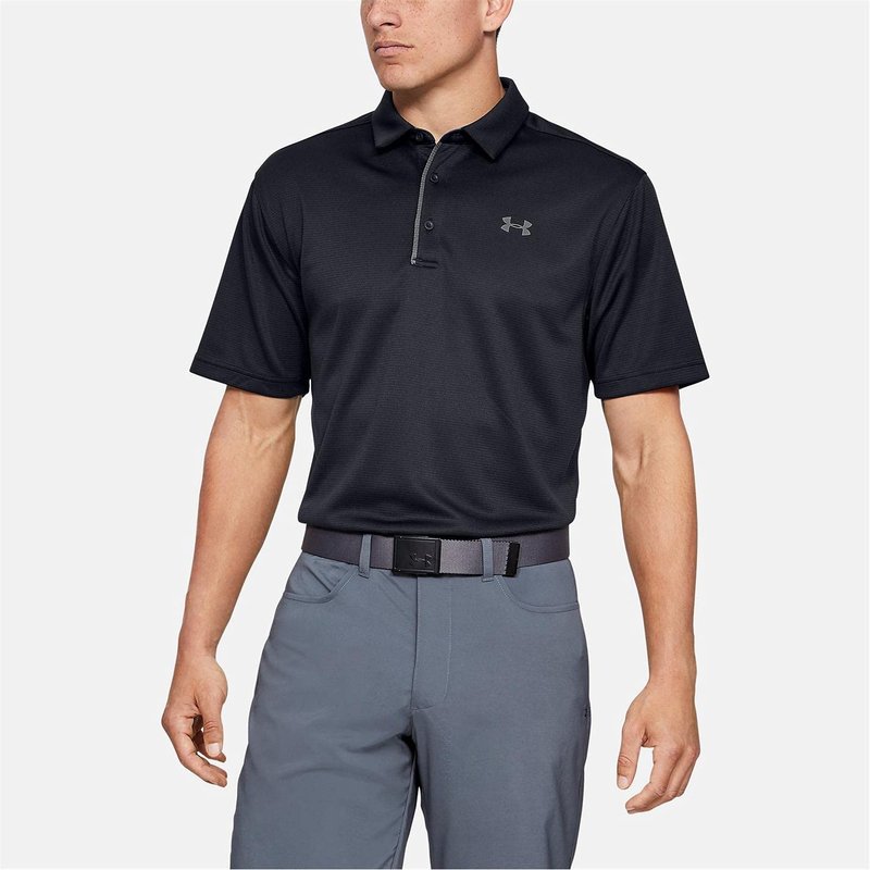Under Armour Men's Tech Golf Polo, Black (001)/Graphite, Medium Tall