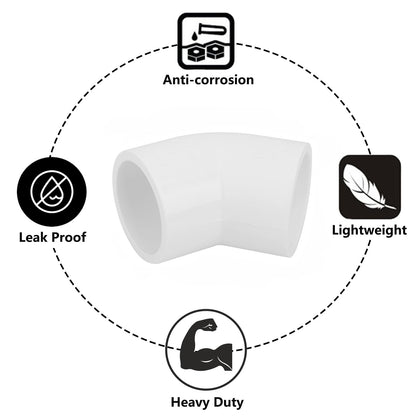 20Pack 1" 45 Degree PVC Elbow Pipe Fitting Connector (Socket x Socket) Furniture Build Grade SCH40 1 Inch 45 Degree Elbow PVC Corner Adapter for Home Sewer Plumbing Water Line