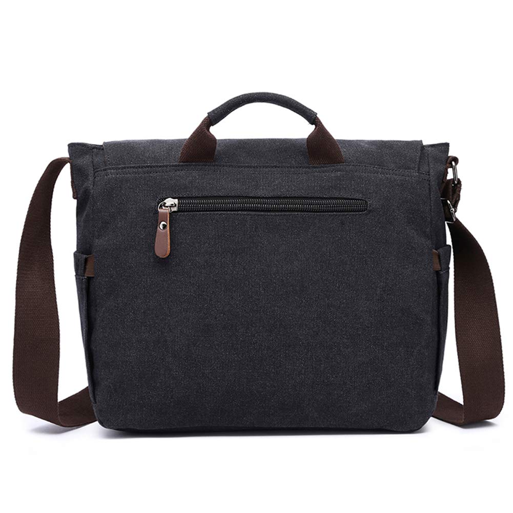 Waterproof Vintage Canvas Sholdr Messenger bag Briefcase Large Satchel Shoulder Bag Rugged Leather Computer Laptop Bag for 15.6Inch Laptop Business Briefcase