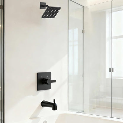 Replacement for Delta 13/14 Series Shower Trim Kit, Compatible with Delta R10000 Valve Tub Shower Faucet Set, Black Shower Head and Handle Set, Matte Black (Cartridge and Valve Not Included)