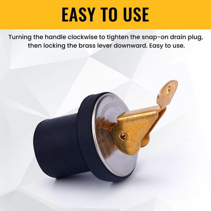 Fukaisu 2pcs Brass Boat Drain Plugs, 3/4 Inch Deck and Baitwell Bait Well Plug with Snap Handle Livewell Live Well Drain Plug for Marine Kayak Yacht Fishing Boating Boats Accessories