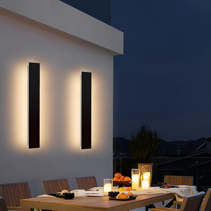 Mikeru 2 Pack Upgraded 31.4" Long LED Wall Sconce, 4.3" Wide IP65 Waterproof Outdoor Wall Lights, 3000K Warm White Exterior Lighting Fixtures for Front Porch, Garage, Basement & Patio